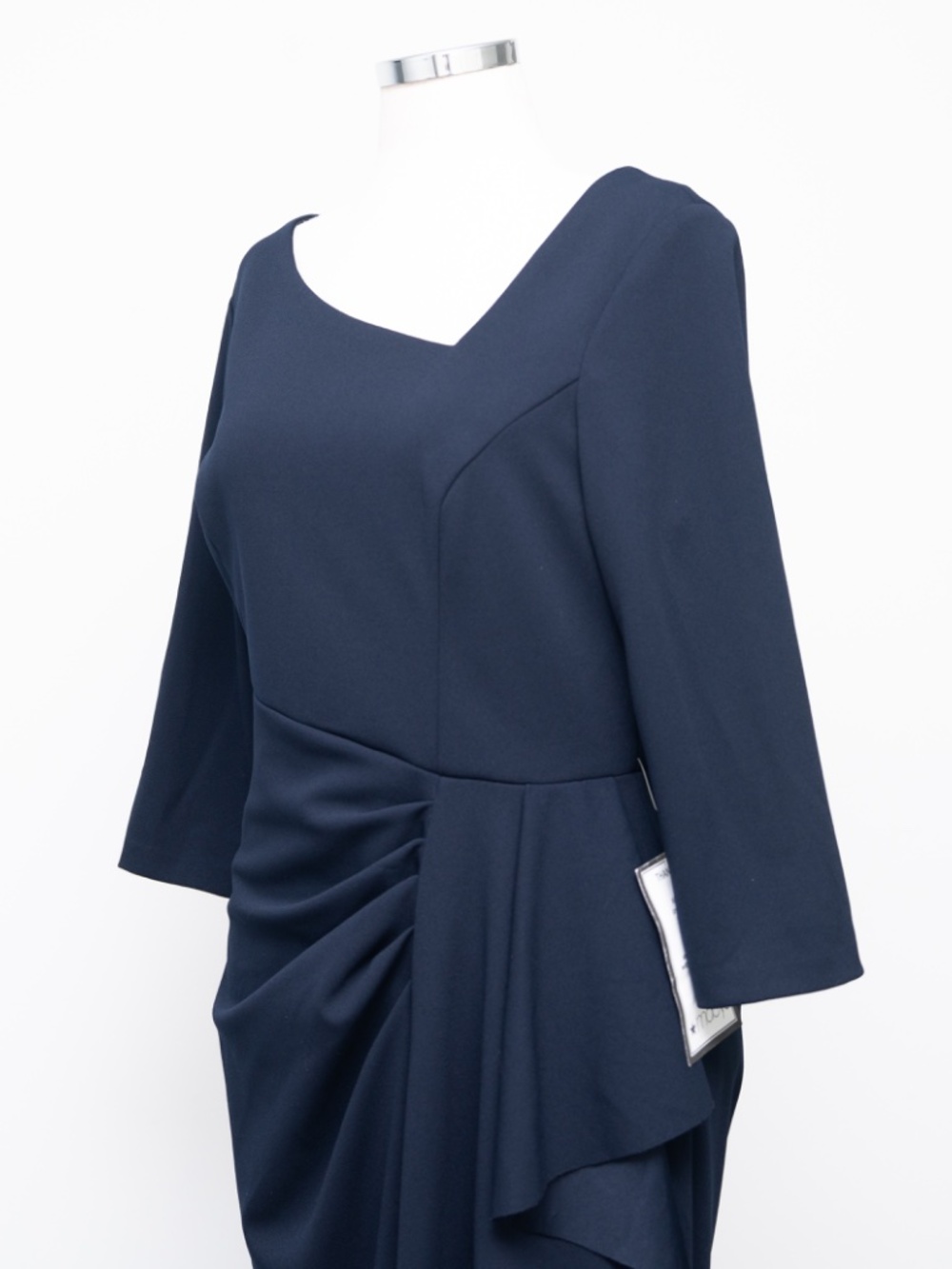 XSCAPE - Asymmetric Neck Ruched Side Drape Gown with Slit‎ - Picture 10 of 13